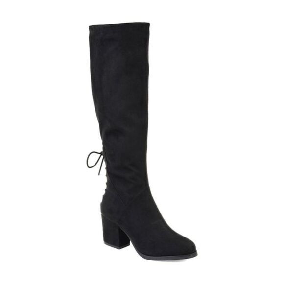 Journee Collection Leeda Women Block Heel Zip Up Riding Boots Black Size 7 - Picture 1 of 12